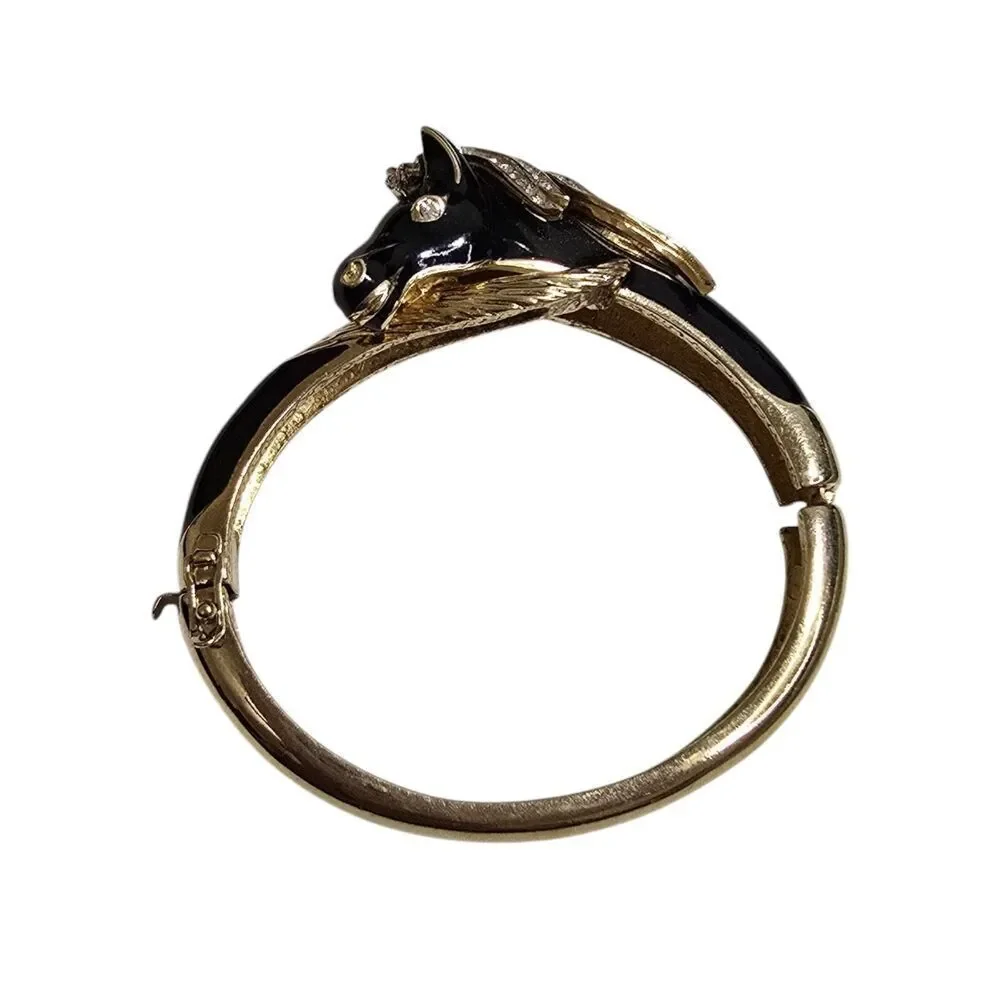 Panetta Rare Swarovski Rhinestone Horse head and Enamel Vintage Costume Bracelet - Picture 3 of 16